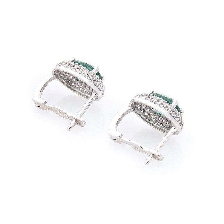 Золотые серьги (празиолит, фианиты) с04200 от ювелирного магазина Оникс - 1