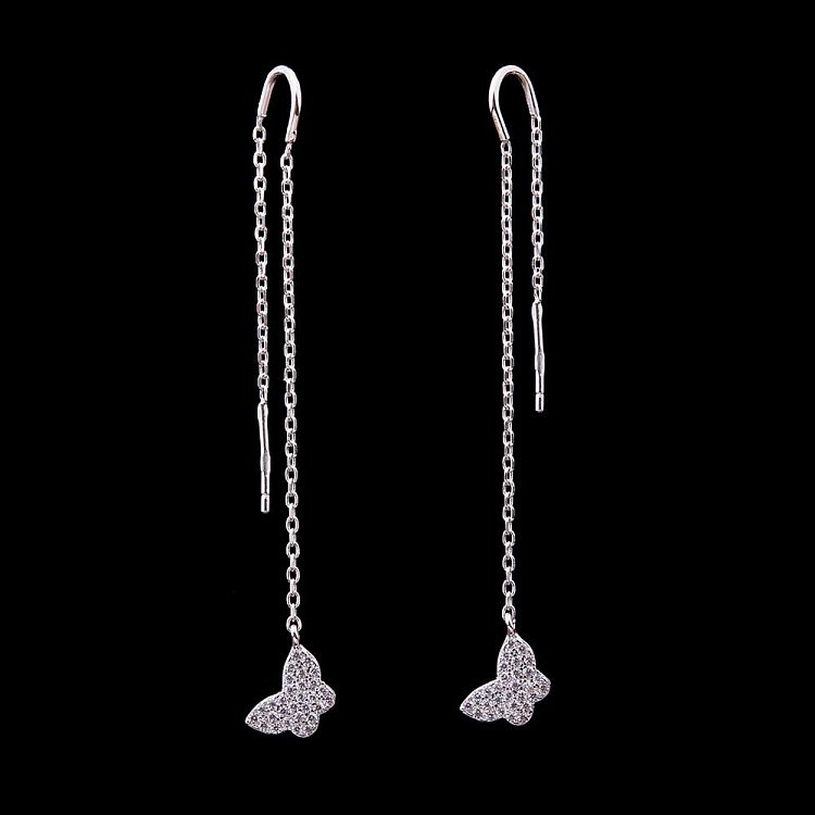 Серебряные серьги "Бабочки" с фианитами 121744 от ювелирного магазина Оникс - 2