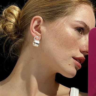 Серебряные серьги - пусеты "Магнетизм" 122689 №4