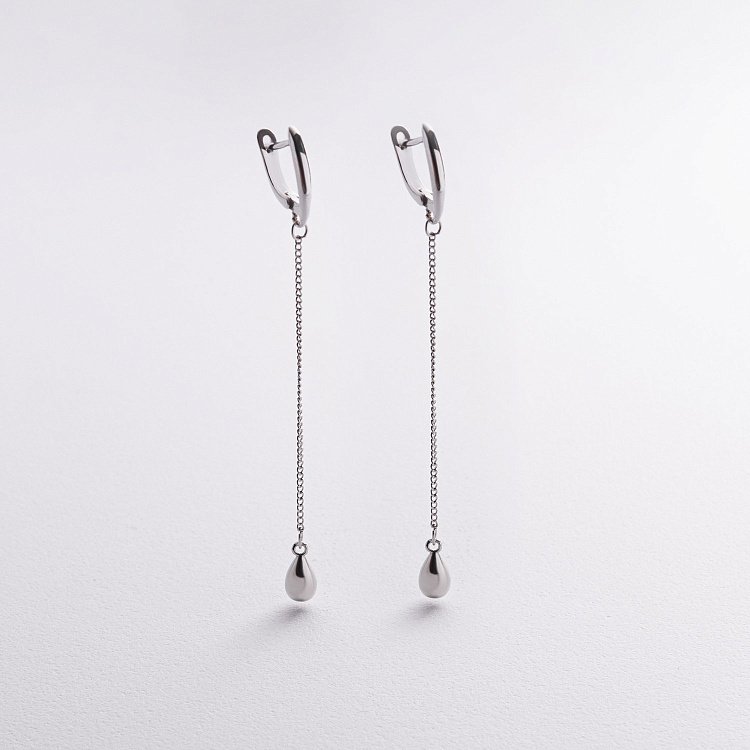 Срібні сережки "Крапельки на ланцюжку" 123480 від ювелірного магазину Онікс