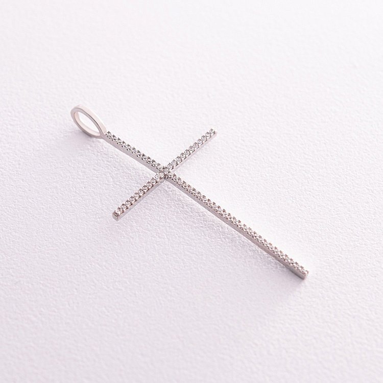 Срібний хрест з білими фіанітами 361 від ювелірного магазину Онікс