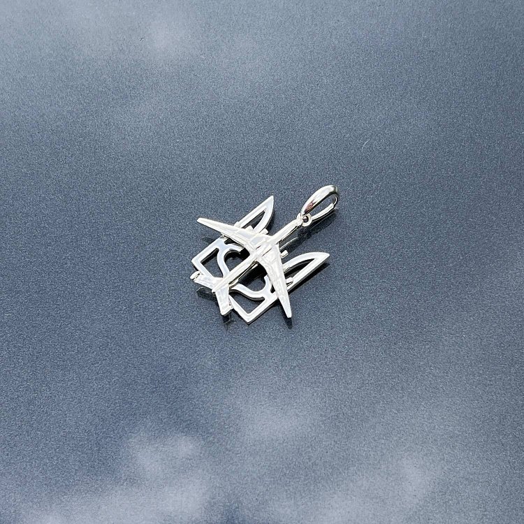 Срібний кулон "Герб України - Тризуб. Літак" 133129 від ювелірного магазину Онікс