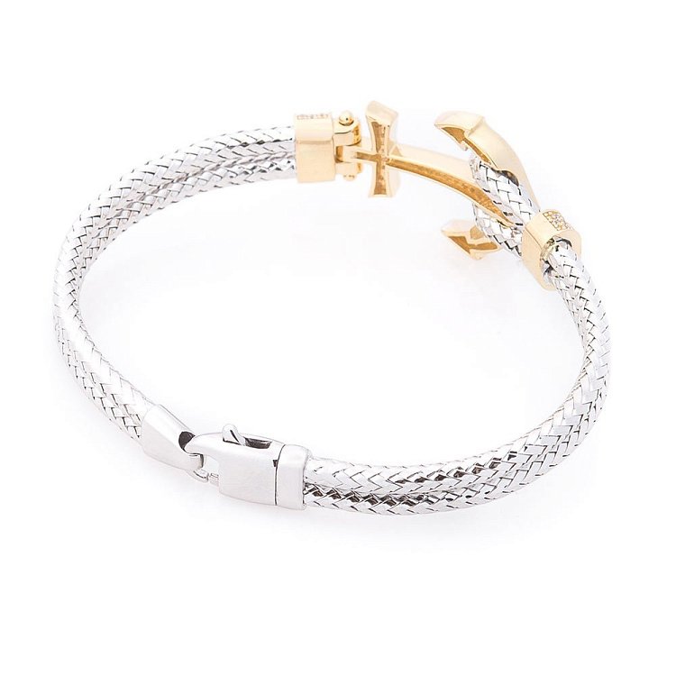 Золотой мужской браслет с якорем (фианит) б04041 от ювелирного магазина Оникс - 2