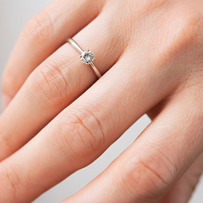 Помолвочное золотое кольцо с бриллиантом кб0693м №4