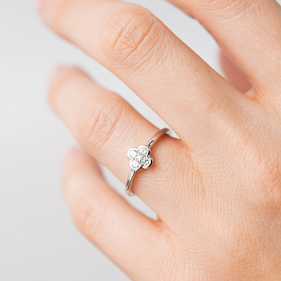 Золота каблучка "Конюшина" з діамантами кб0673sm №4