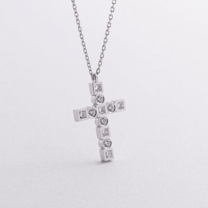 Золоте кольє "Хрестик" з діамантами 742621121