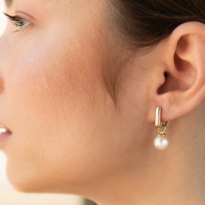 Золотые серьги с жемчугом с06940 №3