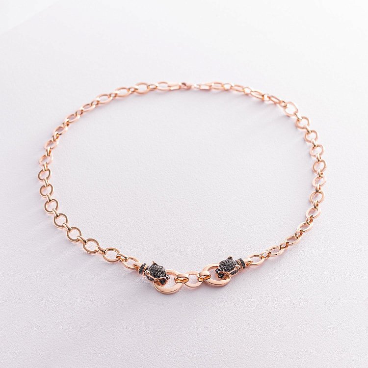 Золоте кольє "Пантера" (чорні фіаніти) кол01908 від ювелірного магазину Онікс