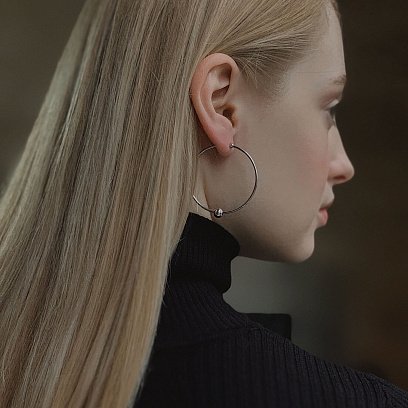 Серьги - кольца Гармония в белом золоте с06692 №2