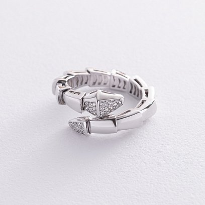 Кольцо "Змея" в белом золоте (фианиты) к07344 №3