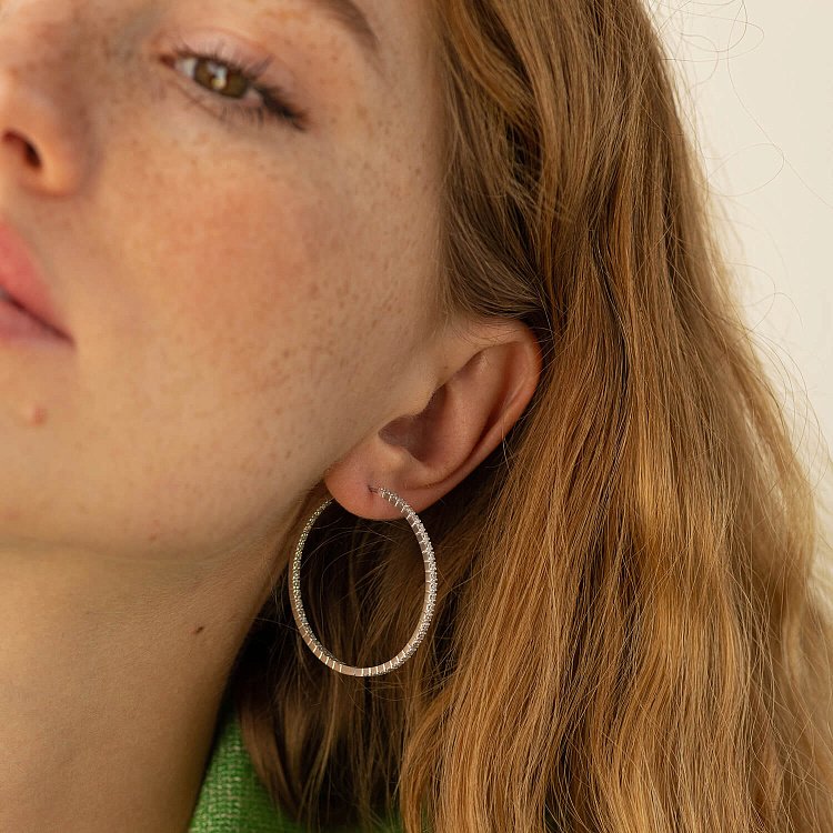 Золотые серьги - кольца с бриллиантами 313231121 от ювелирного магазина Оникс - 1