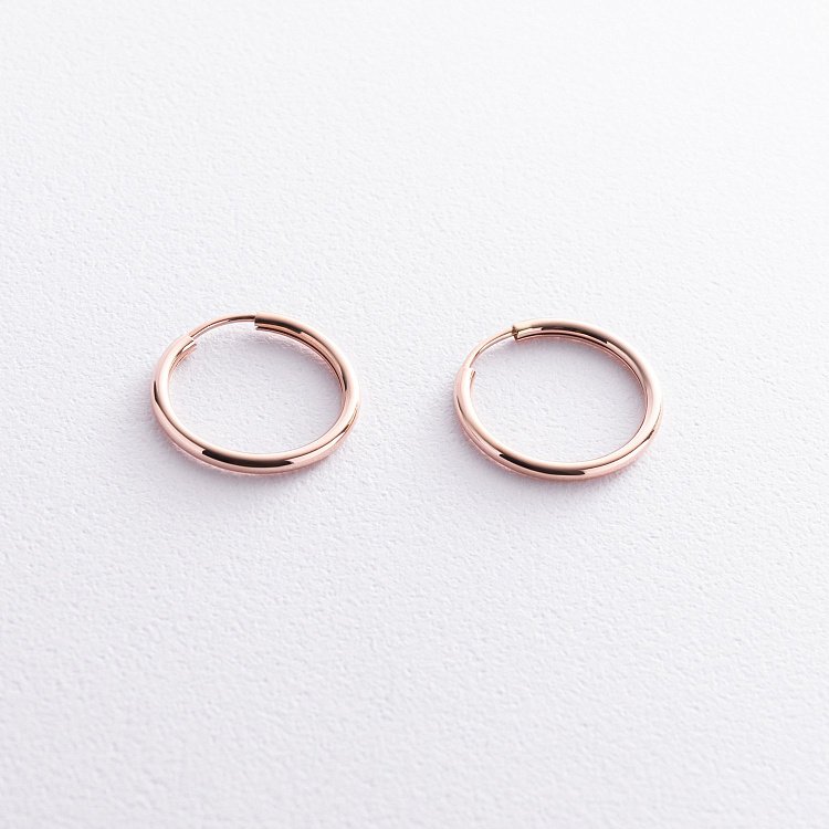 Серьги "Кольца" в красном золоте (2.0 см) с02464 от ювелирного магазина Оникс - 2