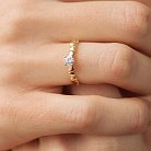 Золотое помолвочное кольцо c сердечками (фианит) к07643 от ювелирного магазина Оникс - 1