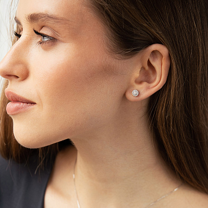 Сережки - пусети в білому золоті (діаманти) сб0717mi №2