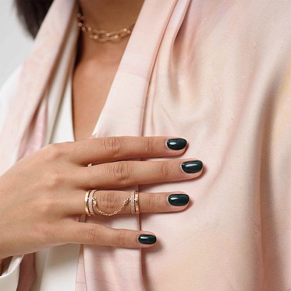 Золота каблучка на дві фаланги з фіанітами к05510 №2