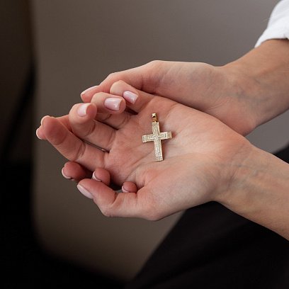 Золотий хрестик з фіанітами п02259 №2