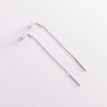 Золоті сережки - протяжки "Сердечки" с07703 №2