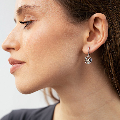 Серьги в белом золоте (бриллианты) сб0707ca №2