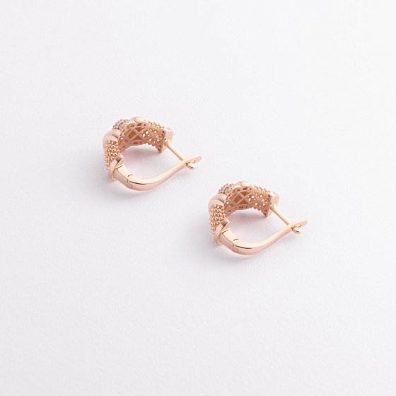 Серьги "Marie" в красном золоте (фианиты) с09357 №3