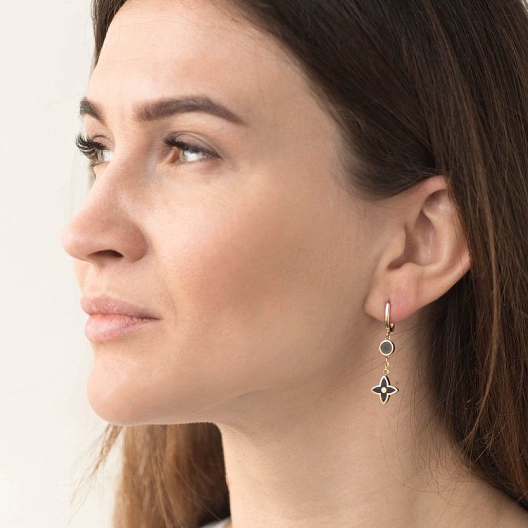 Золоті сережки "Конюшина з емаллю" с05372 від ювелірного магазину Онікс - 2