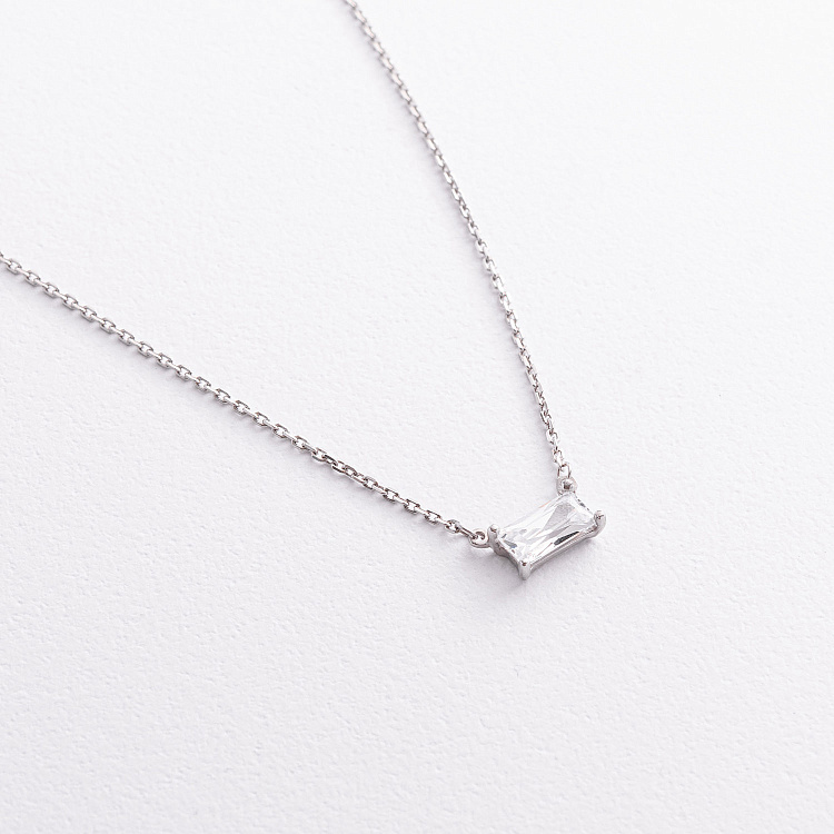 Срібне кольє з фіанітом 908-01407 від ювелірного магазину Онікс