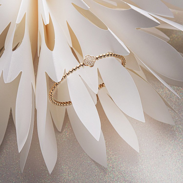 Шариковый золотой браслет "Клевер" (фианит) б04502 от ювелирного магазина Оникс - 6