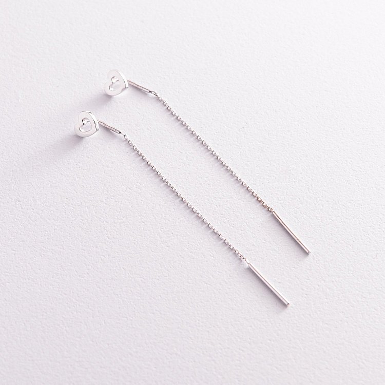 Золоті сережки - протяжки "Сердечки" с07703 від ювелірного магазину Онікс - 1