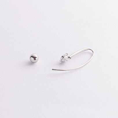 Серьги "Вдохновение" с фианитами (белое золото) с09539 №3