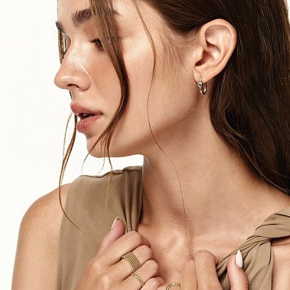 Серьги "Сердечки" в красном золоте с09163 №3