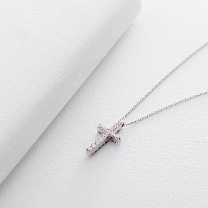 Золоте кольє з хрестиком (чорні і білі фіаніти) кол00816 №2