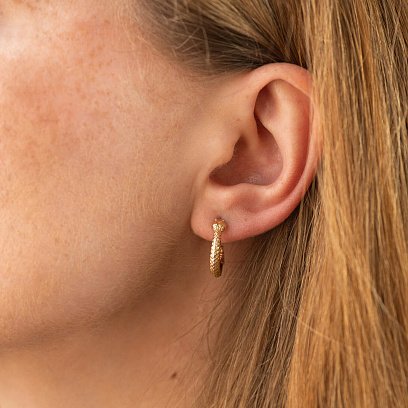 Серьги - пусеты "Гремучие змеи" в желтом золоте с09078 №2