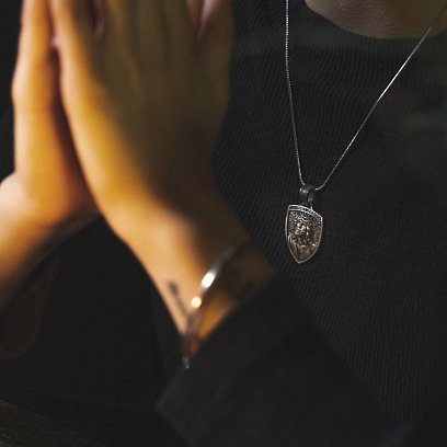 Серебряный кулон "Иисус Христос в терновом венце" 133175 №2