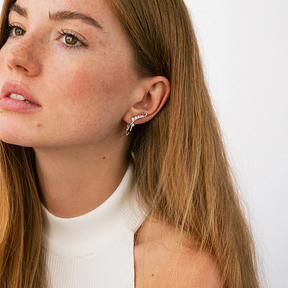 Сережки "Гілочки" з фіанітами (біле золото) с04335 №2