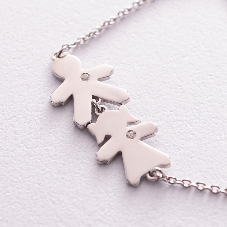 Срібний браслет "Дівчинка та хлопчик" (можливе гравіювання) 2084 від ювелірного магазину Онікс - 4