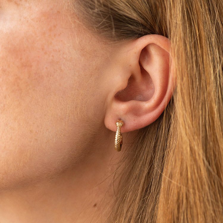 Серьги - пусеты "Гремучие змеи" в желтом золоте с09078 от ювелирного магазина Оникс - 1