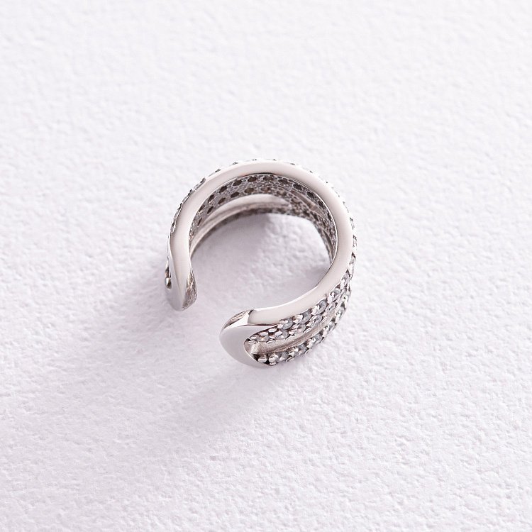 Срібна сережка - каффа з фіанітами 40023 від ювелірного магазину Онікс - 3