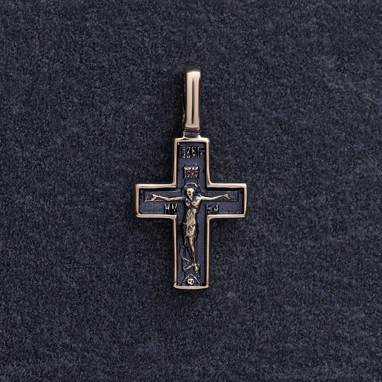 Золотий хрестик "Розп'яття. Молитва "Спаси та Збережи" п03790 від ювелірного магазину Онікс - 4