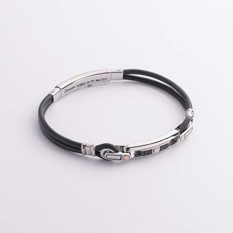 Мужской браслет с серебряной и золотой вставкой Zancan EXB274R-N от ювелирного магазина Оникс - 1