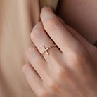 Золотое кольцо Крестик с фианитами к00001 от ювелирного магазина Оникс - 3