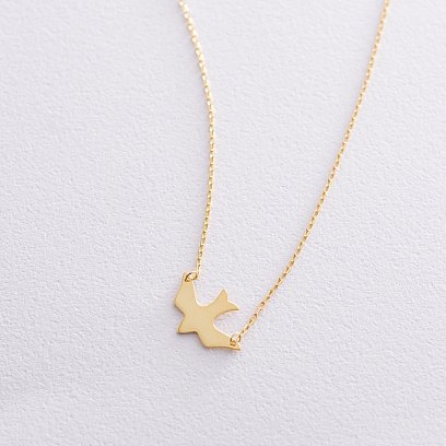 Серебряное колье "Ласточка" с позолотой 18973 №11