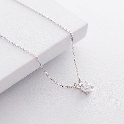 Золотое колье с одним фианитом кол01364 №3