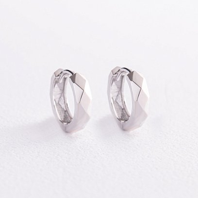 Сережки - кільця "Джоанна" у білому золоті с07993