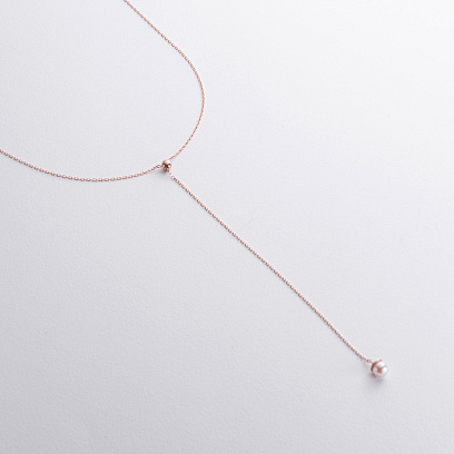 Кольє - краватка "Перлина на ланцюжку" в червоному золоті (регульована довжина) кол02634 №3