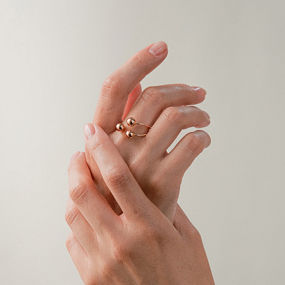 Кольцо "Шарики" в красном золоте к08262 №2