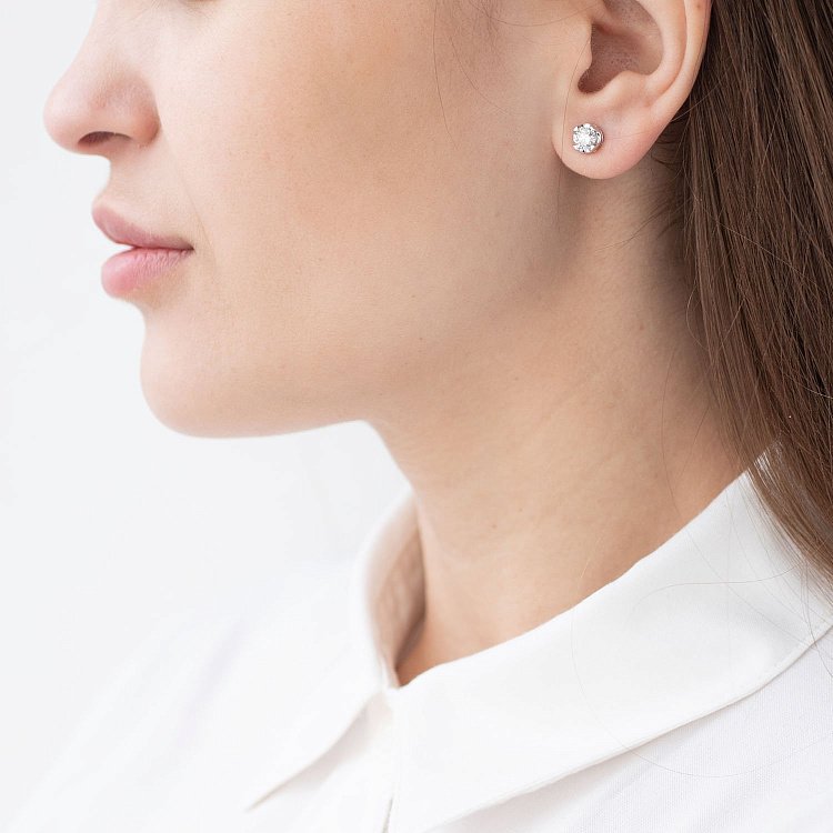 Золотые серьги - пусеты с бриллиантами сб0323mr от ювелирного магазина Оникс - 1