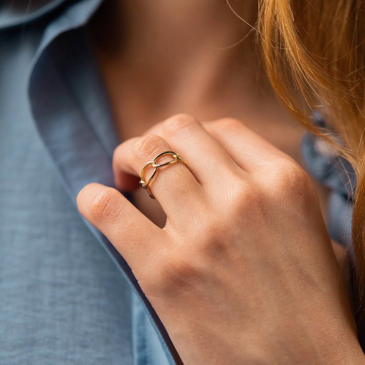 Кольцо "Цепочка" в желтом золоте к07531 от ювелирного магазина Оникс - 2