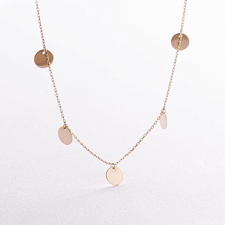 Золотое колье с монетками (5 шт) кол01432 от ювелирного магазина Оникс