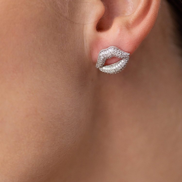 Срібні сережки - пусети "Губки" з фіаніти 121672 від ювелірного магазину Онікс - 3