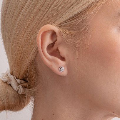 Золоті сережки - пусети 2 в 1 з діамантами 330671121 №8