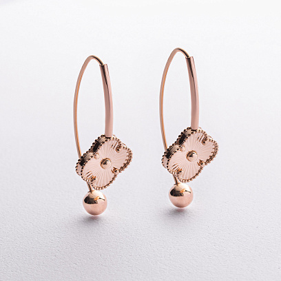 Серьги "Клевер" в красном золоте с09708